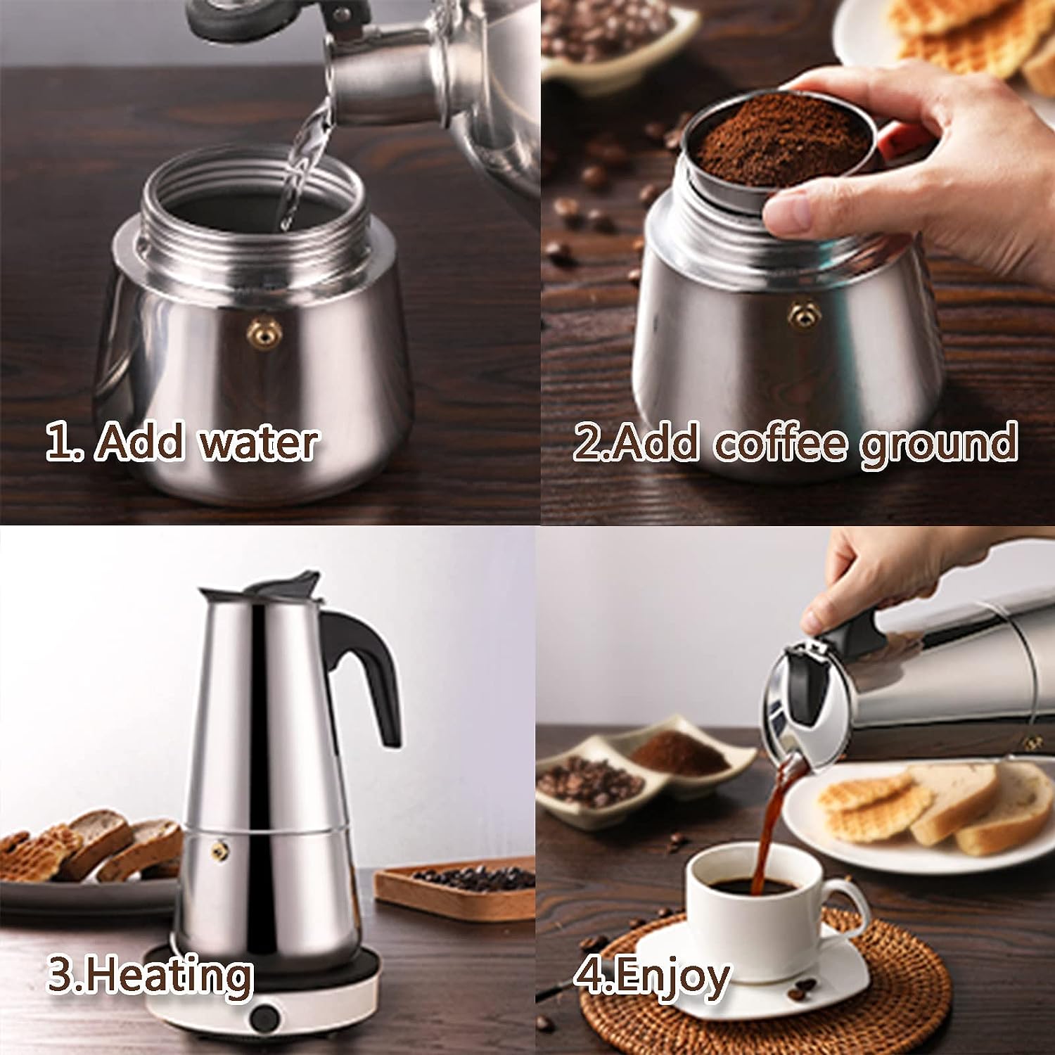 4/6/9 Cups Moka Pot Caffe Mach – Coffee Equipment Set Bewertung und Preis